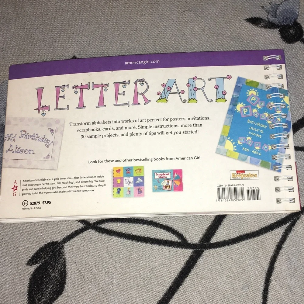 American Girl Purple and Pink Letter Art Workbook